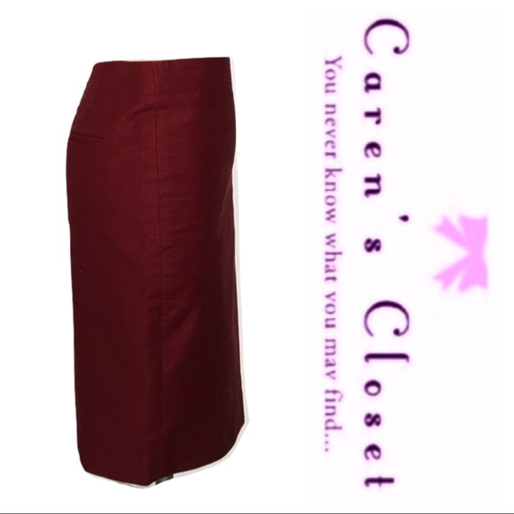 J Crew Burgundy Double Serge Cotton Pencil Skirt. - Picture 3 of 5